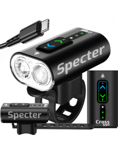 Mocna lampka rowerowa światło LED przód SPECTER Cross 550Lm USB typ C do12h