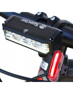 Mocny Zestaw Lampek rowerowych EOS610 halogen i LED 1000lm+ tył AQY Specter