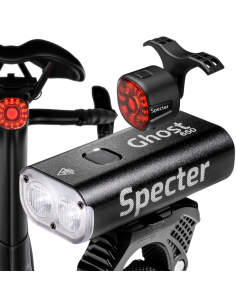 LAMPKA ROWEROWA MOCNA SPECTER Ghost650 USB C LATARKA LED ROWER + TYŁ TYLNA wt09