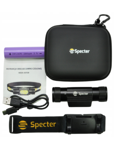 Specter 5LED CZOŁÓWKA AKUMULATOR USB WODOODPORNA 2000lmETUI