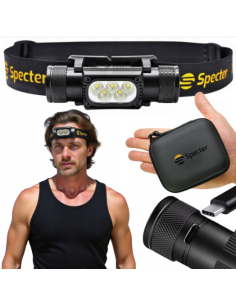 Specter 5LED CZOŁÓWKA AKUMULATOR USB WODOODPORNA 2000lmETUI