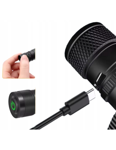 LATARKA Specter LED CZOŁÓWKA zoom AKUMULATOR USB WODOODPORNA ETUI