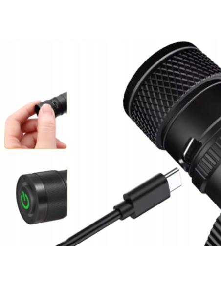 LATARKA Specter LED CZOŁÓWKA zoom AKUMULATOR USB WODOODPORNA ETUI