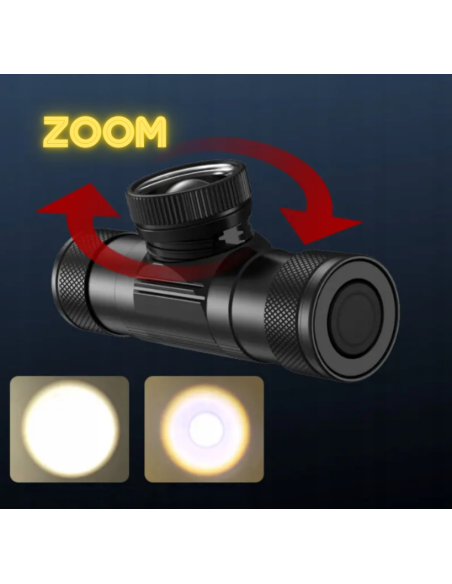 LATARKA Specter LED CZOŁÓWKA zoom AKUMULATOR USB WODOODPORNA ETUI