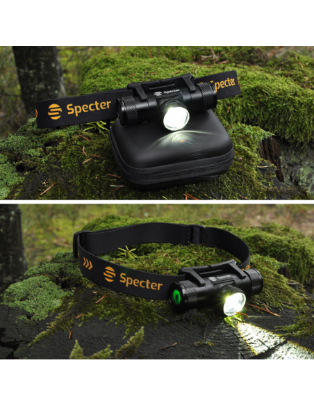 LATARKA Specter LED CZOŁÓWKA zoom AKUMULATOR USB WODOODPORNA ETUI
