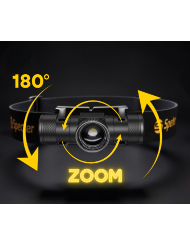 LATARKA Specter LED CZOŁÓWKA zoom AKUMULATOR USB WODOODPORNA ETUI