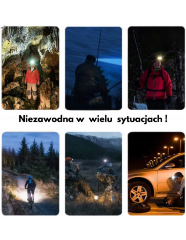 LATARKA Specter LED CZOŁÓWKA zoom AKUMULATOR USB WODOODPORNA ETUI