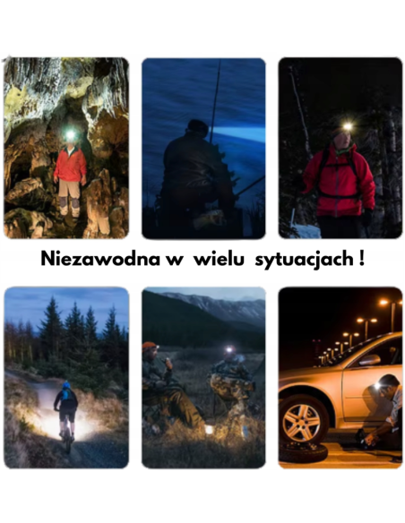 LATARKA Specter LED CZOŁÓWKA zoom AKUMULATOR USB WODOODPORNA ETUI