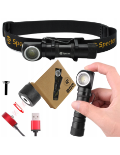 Specter LED CZOŁÓWKA AKUMULATOR USB WODOODPORNA magnes 4tryby 1200L  H6