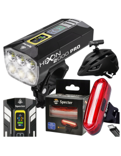 ZESTAW Lampek Rowerowych SPECTER HEXON 2000PRO POWERBANK +Tył CZERWONA AQY
