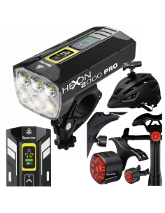 ZESTAW Lampek Rowerowych SPECTER HEXON 2000PRO 10000mAh+Tył WT09 100H pracy