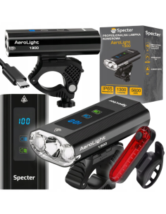 Lampka Rowerowa Specter AeroLight 1300Lm Zestaw Tył LED USB Powerbank Wodoodporne