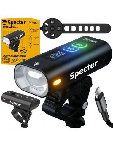 MOCNA LAMPKA ROWEROWA UltraLens1600 lm latarka 5200 mAh PRZÓD POWERBANK