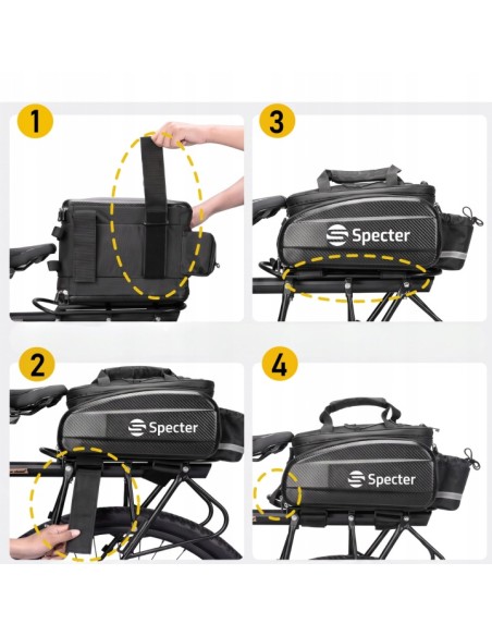 SAKWA ROWEROWA SPECTER 3W1 11L 15L 31L TORBA NA BAGAŻNIK ROWER WODOODPORNA