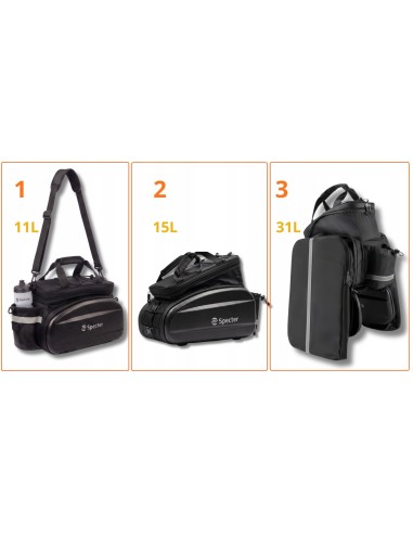 SAKWA ROWEROWA SPECTER 3W1 11L 15L 31L TORBA NA BAGAŻNIK ROWER WODOODPORNA